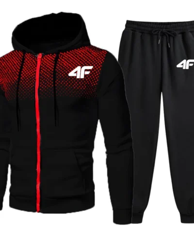 Men's Tracksuits Print Casual Round Dot Zipper Jacket+Jogging Sweatpants 2 Piece Set Daily Hooded Sweatshirt Clothing Hot Sales