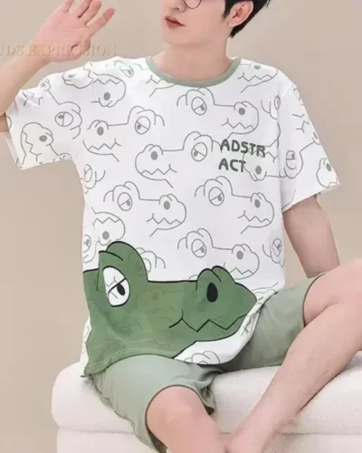 Summer 4XL Men Pyjamas Knited Pajamas Set Nightwear Big Boys Sleepwear Pyjamas Night Suits Pijamas Plus Size Homewear Wholesale