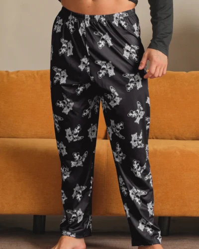 1 pack Men's pajamas long pants for autumn and winter printed casual home pants