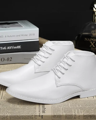 2023 New High-top Men's Casual Leather Shoes Classic White Business Men's Derby Shoes Fashion Pointed toe Dress Shoes Men Oxford