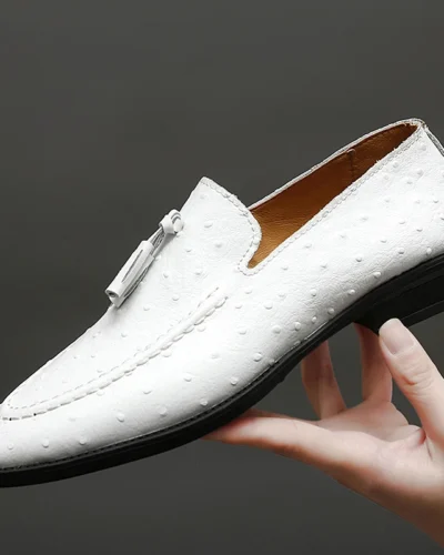 Brand White Tassel Men's Leather Shoes Casual Moccasin Homme Men's Oxford Shoes Flat Men's Boat Shoes Business Men's Loafers