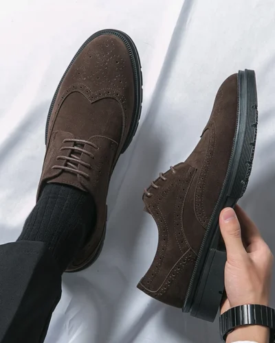 Men Oxford Shoes Comfort Suede Leather Shoes Vintage Slip-on Classic Casual Men Solid Color Shoes Wedding Male Lightweight Shoes
