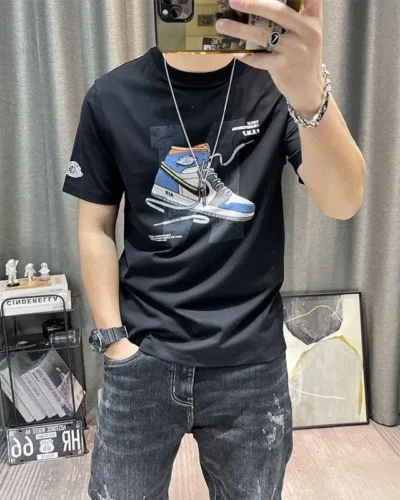 Anime T Shirt for Men Graphic Print Top Drawings Clothing Katoen Mens Tee Shirts Streetwear Watercolor Wholesale Xl Goth Grunge