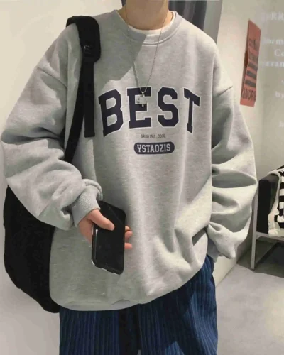 Spring Autumn Letter Hoodies For Men Oversized Sweatshirts Korean Man Clothing Casual Unisex Pullovers Thick 3XL