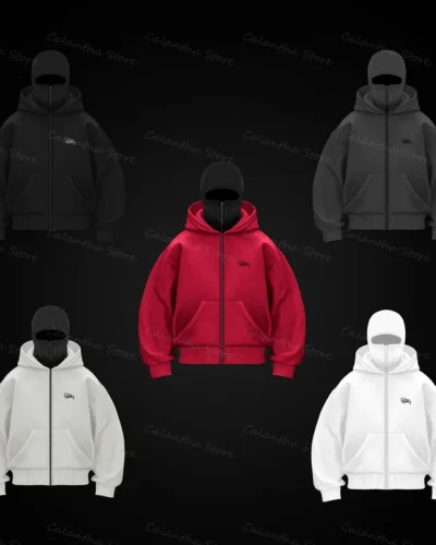 Men's Balaclava Zip Hoodie Winter Warm Casual Sweatshirt with Hooded Face Mask Zipper Design Sports Jacket Outdoor Activities