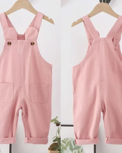 IENENS Girl Boy Overalls Dungarees 1-4Y Solid Color Children Long Pants Kids Jumpsuit Clothes Clothing Baby Trousers