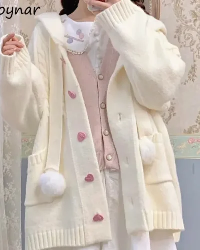 Sweaters Cardigan Women Baggy Preppy Girlish Sweet Kawaii Clothes Japanese Stylish High Street Gentle Designer Knitwear Autumn