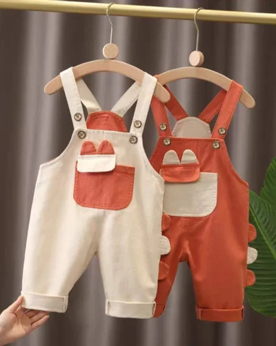 IENENS Girl Boy Overalls Dungarees 1-4Y Solid Color Children Long Pants Kids Jumpsuit Clothes Clothing Baby Trousers