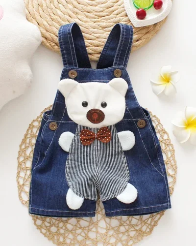 DIIMUU Summer Overalls Shorts Boys Girls Denim Jumpsuits Toddler Clothes Cartoon Boy Casual Jeans Playsuits Baby Bottom Clothing