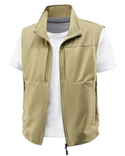 Men Outdoor Leisure Breathable Sleeveless Vest Men Solid Fishing Photography Waistcoat Tactical Casual High-Quality Vests Male