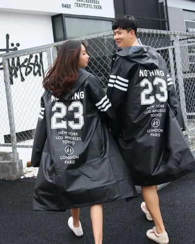 Lovers Black Raincoat Fashion Couple Rainwear EVA Men Raincoats Transparent Women Rain Coat Adult Cloak Rain Poncho Dropshipping