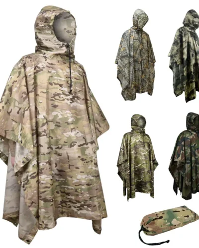 Camouflage Tactical Raincoat for Man Portable Folding Adult Army Waterproof Covered Military Poncho Women Motorcycle Rain Coat