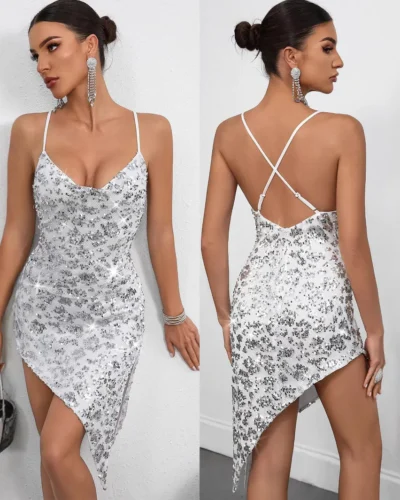 Sexy Irregular Womens Dresses Halter Club Elegant Party Short Summer Dress Woman Clothing Bodycon Evening Prom Dress Vestido X98