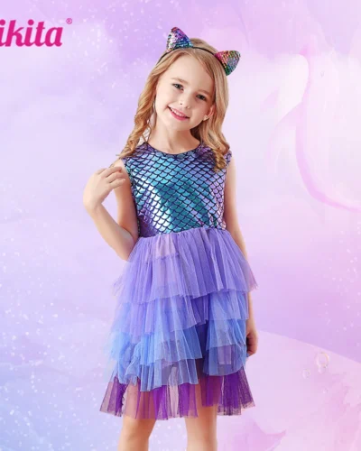 Girls Perform Mermaid Dress Children Princess Tutu Dress Toddlers Summer Prom Dresses Kids Birthday Party School Casual Clothes