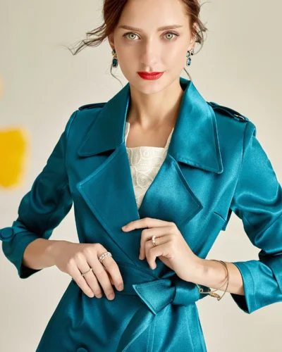 Women Trench Coat New Spring Autumn Turn Down Collar Double Breasted Mid-Length Windbreaker Female Fashion Overcoat