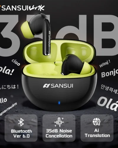 Sansui W59 Ai Translator Earbuds ANC Bluetooth 6.0 Earphones in-Ear -35dB Active Noise Canceling Headset with Transparency Mode