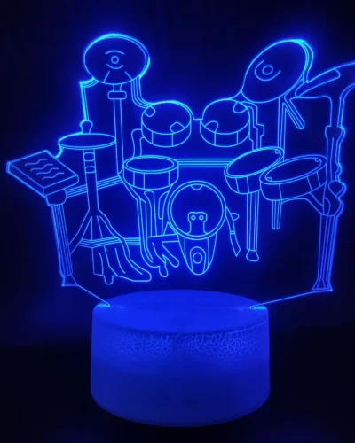 Drum kit 3D Illusion Lamp Christmas Gift Night Light Beside Table Lamp 16 Colors Auto Changing Desk Decoration Lamps Birthday