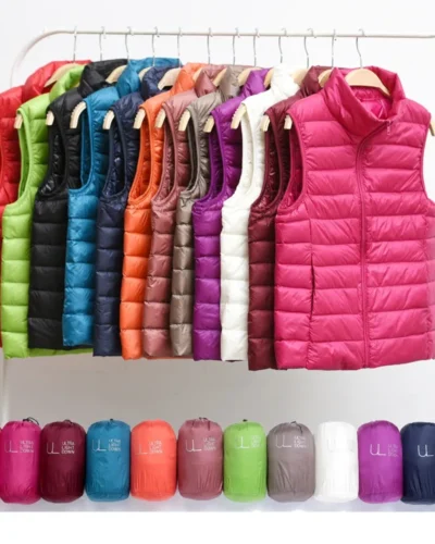 New 2024 Women Women Ultra Light Down Vests Slim Sleeveless Jacket Portable Girl Lightweight Windproof Waistcoat