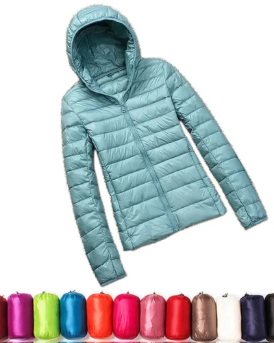 2024 New Casual 90% Ultra Light White Duck Down Jacket Women Autumn Winter Warm Coat Lady Jackets Female Hooded Parka