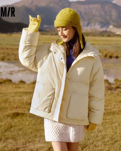 Semir Down Jacket Women Textured Solid Color Simple and Warm 2024 New Winter Oversize Hooded Outerwear Casual