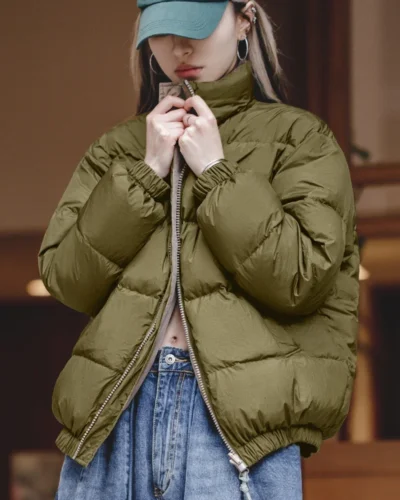 Maden Reversible Down Jacket for Women Winter Thick Warm White Duck Down Coat Unisex Solid Outerwear Thermal Jacket Loose Fit