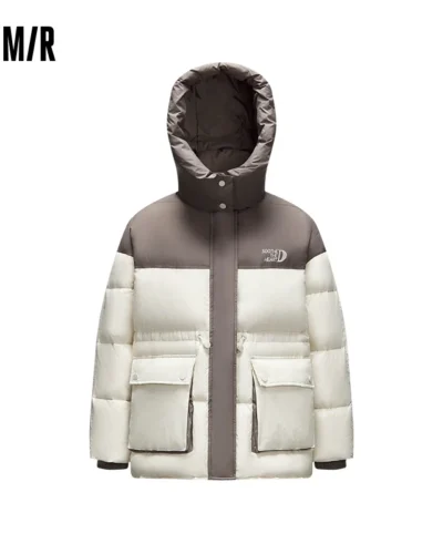 Semir Down Jacket Women Mid-Length Loose Waist-Adjusting Clothes Trendy Winter Contrasting Color Spliced Hooded Retro Style Coat