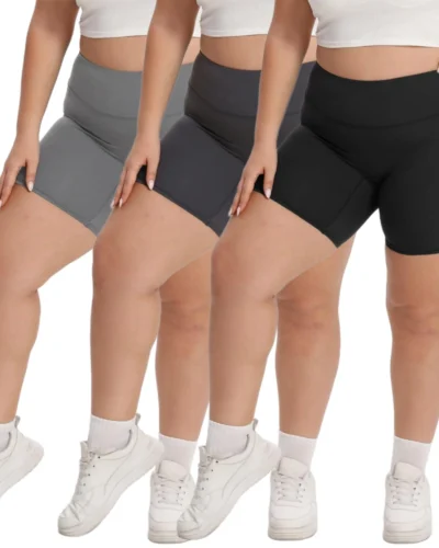 Women's Plus Size Stretch Essential Legging Summer Breathable quick-dry Sports Pants High Waist Tight Cycling Yoga Shorts