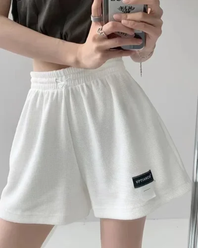 Women Shorts Summer Elastic Lace Up Drawstring Sweat Short Sport Underpanties Girl Straight Leg Pants Female Underware Panties