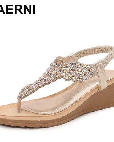 Summer Women Wedge Gladiator Sandals Flip Flop Shoes Women Bohemia Crystal Casual Beach Sandals 35-41 Women Shoes