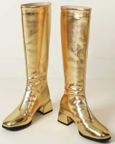 Women's Knee High Boots Winter Shoes 2024 Gold Silver Low Heeled Long Boot Ladies Party Footwear Shoes Large Size 45 Waterproof
