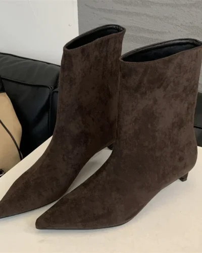 Eilyken Vintage Pointed Toe Women Ankle Boots Designer Thin Low Heel Shoes Modern Short Botas Autumn Winter Zapatos De Mujer