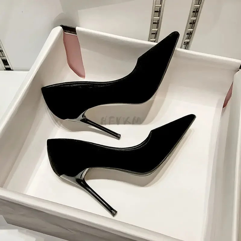 Women Pumps Sexy Suede Ponited Toes High Heels Fashion Office Stiletto Party Red Wedding Shoes Female Comfort Women Shoes