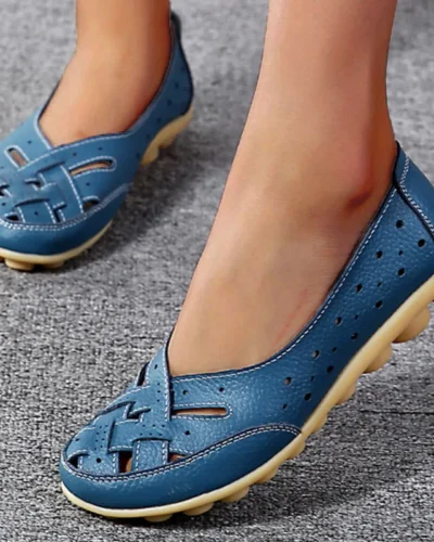 Women Shoes For Summer Flats Soft Leather Shoes Flat Slip On Loafers Women Casual Shoes Breather Moccasins Nursing Zapatos Mujer