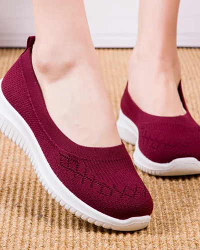 Women Slip On Shoes Knitting Socks Shoes Ladies Loafers Ballerinas Ladies Flat Footwear Luxury Sneakers For Elderly Knit Soft
