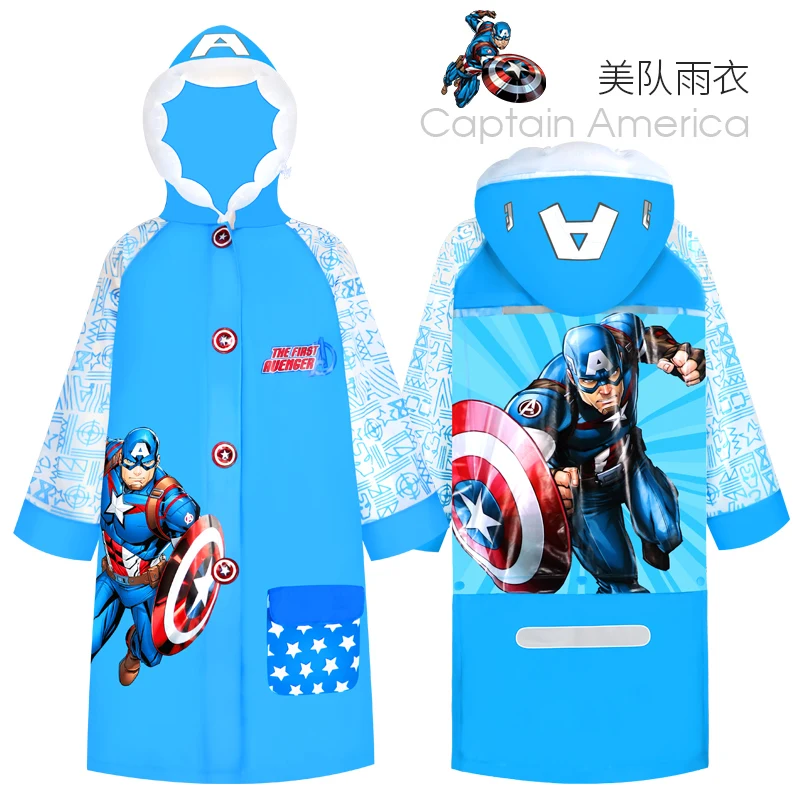 Disney Children Raincoat Boy Kids Spider-Man Poncho Long Waterproof Schoolbag Big Boy Student Raincoat Elsa Raincoat Girl Poncho - Image 2