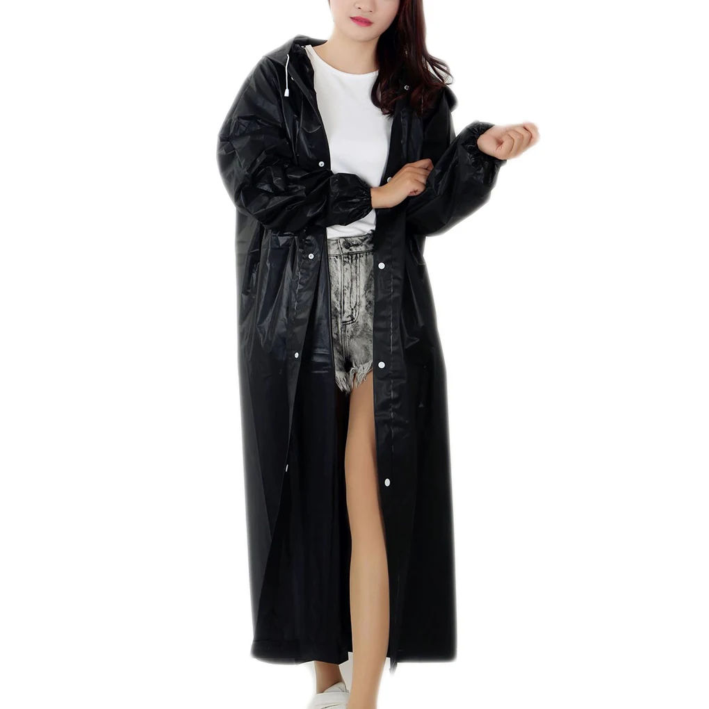 High Quality 1PC 145*68CM EVA Unisex Raincoat Thickened Waterproof Rain Coat Women Men Black Camping Waterproof Rainwear Suit - Image 5