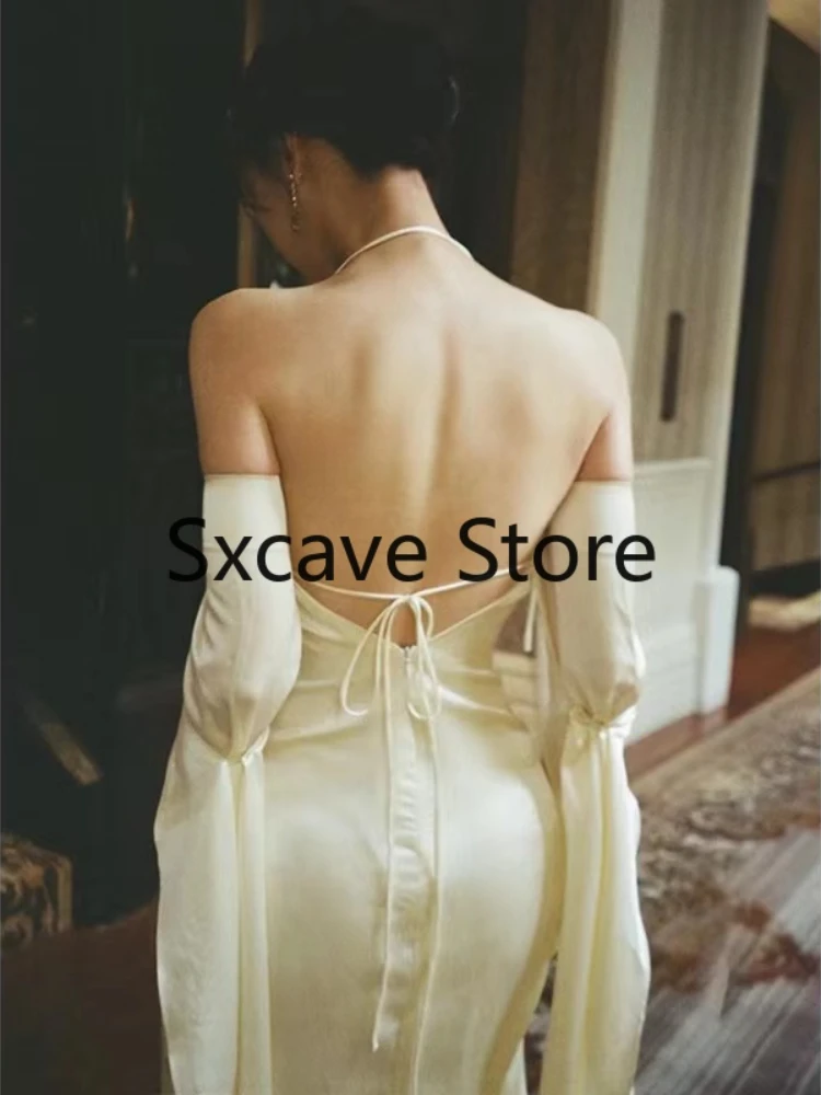Boho Beach Stain Midi Dress Party Women Evening Design Long Sleeve Slim Elegant Bodycon Dress One Piece Dress Korea Fashion - Image 5
