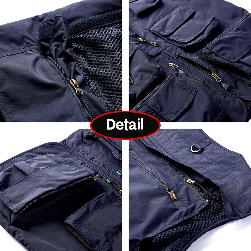 2025 New Summer Men Sleeveless Fishing Tool Webbed Vest Men Breathable Many Pocket Outdoors Camping Thin Vest Male Plus Size 7XL - Image 6