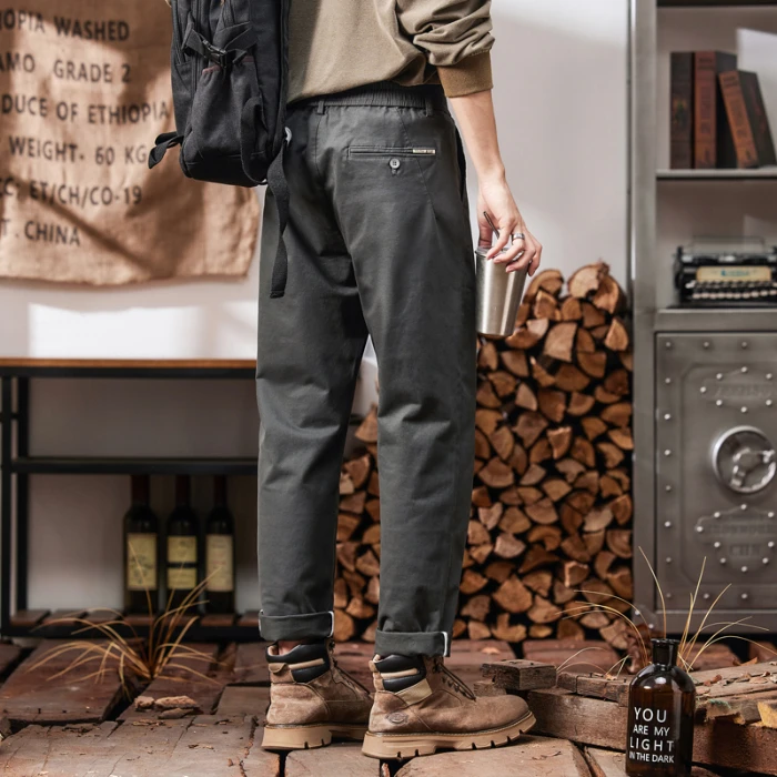 2025 New in Men's Straight Pant Elastic Waist Chino Trouser Cargo Male Regular Fit Cotton Stretch Spring Casual Korean Golf Wear - Image 3