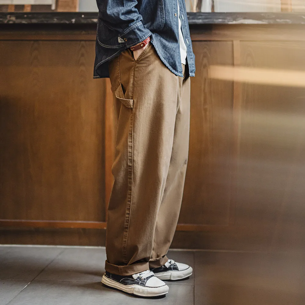 Maden Vintage Lumberjack Casual Pants Loose-Fit Straight-Leg Trousers Cotton Twill Khaki Long Pants Men's Versatile Fall Bottoms - Image 4