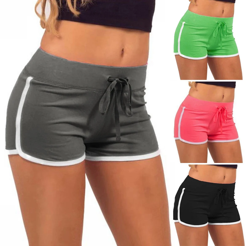 Women Cotton Shorts Yoga Short Pants Summer Fast Drying Sports Pants Contrast Binding Side Split Elastic Waist Casual Shorts - Image 5