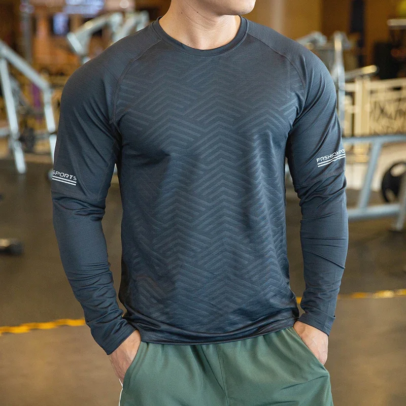High Quality Running Shirt Tops Clothing Men Gym Sport Tshirt Quick Dry Compression Swearshirt Gym Fitness Breathable Sportswear - Image 3