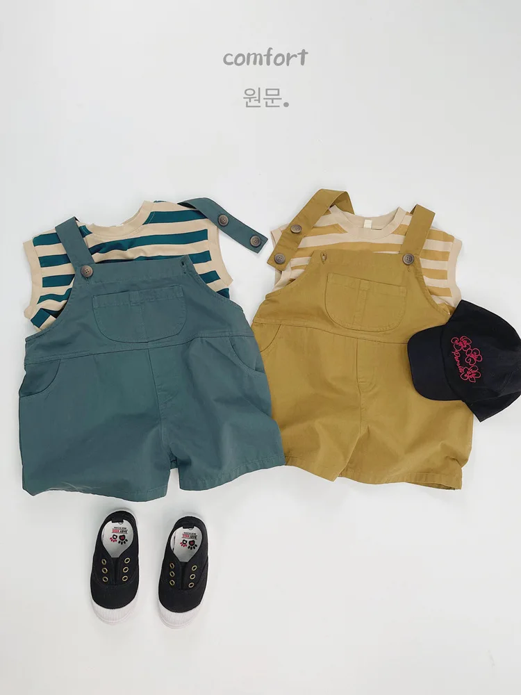 2024 Summer Children's Clothing Kids Striped Vest Retro Boy Girl Sleeveless T-shirt Loose Baby Sports Tops Cotton Toddler Tees - Image 4