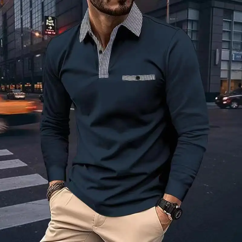 Spring Autumn Men Polo shirt Casual Sports Shirt Men Pure Color Long Seeved Polo Shirt S-3XL Men T-Shirt Fashion Breathable Top - Image 2