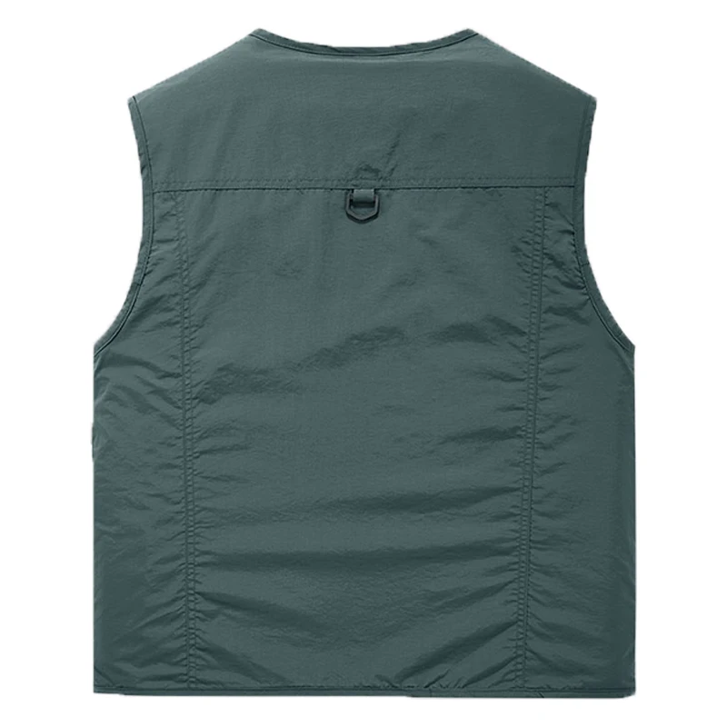 2024 Men Spring Sleeveless Many Pocket Stand Collar Vest Jackets Men Solid Color Outdoors Fishing Cargo Casual Vest Jackets Male - Image 4