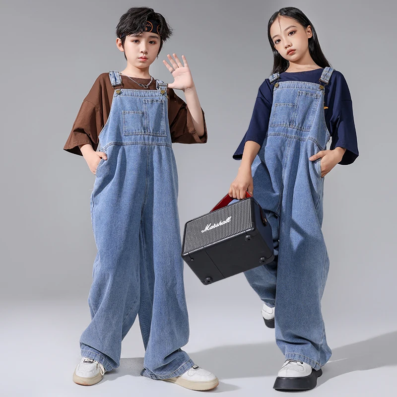 Kids Hip Hop Clothing Oversized Sweatshirt Tops Denim Overalls Bib Pants for Girl Boy Streetwear Dance Costumes Teens Clothes - Image 6