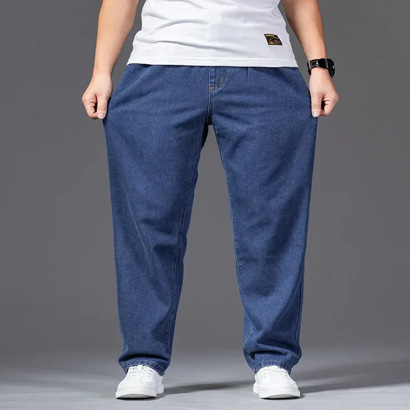 Thick Jeans Wide Leg For Men Autumn Straight 140KG Stretched Gray Denim Trousers Elastic Waist Plus Size 42 44 46 Male Pants - Image 5