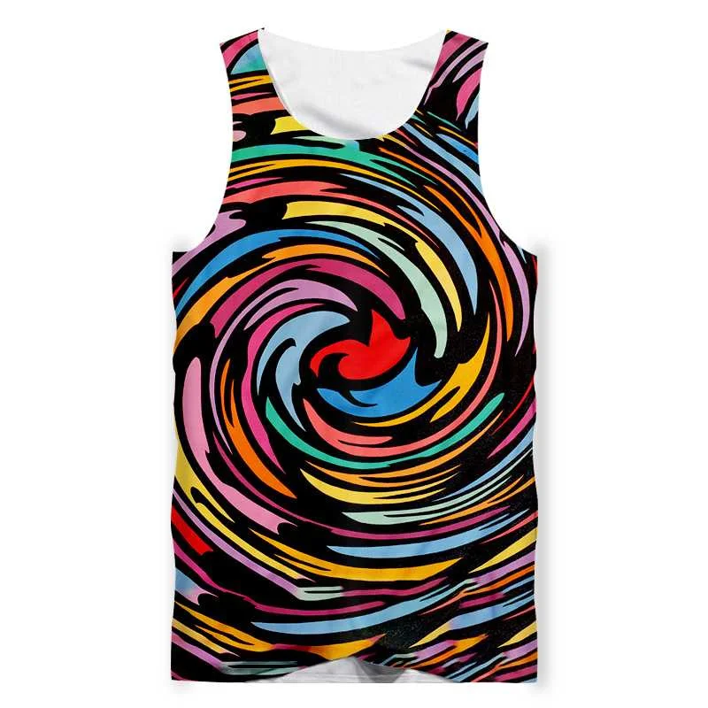 Vertigo Color Painting 3D Printed Men Tank Top Kids Summer Casual Sleeveless Shirts Hip Hop Street Oversized Vest Male Clothes - Image 2