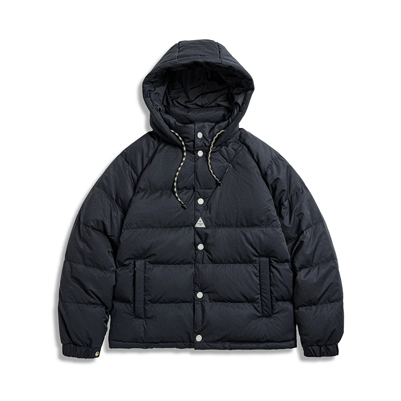 Maden Women's Winter Thickened Down Jacket 90 White Duck Down Navy Blue Hooded Jacket High Density Fabric Bubble Grid Warm Top - Image 6