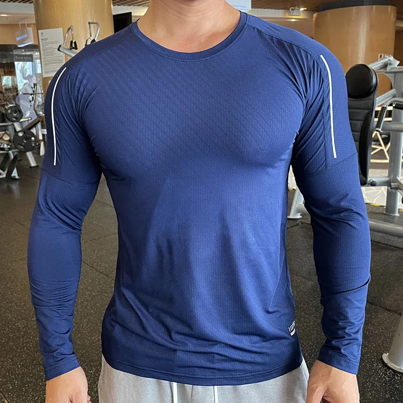 High Quality Running Shirt Tops Clothing Men Gym Sport Tshirt Quick Dry Compression Swearshirt Gym Fitness Breathable Sportswear - Image 6